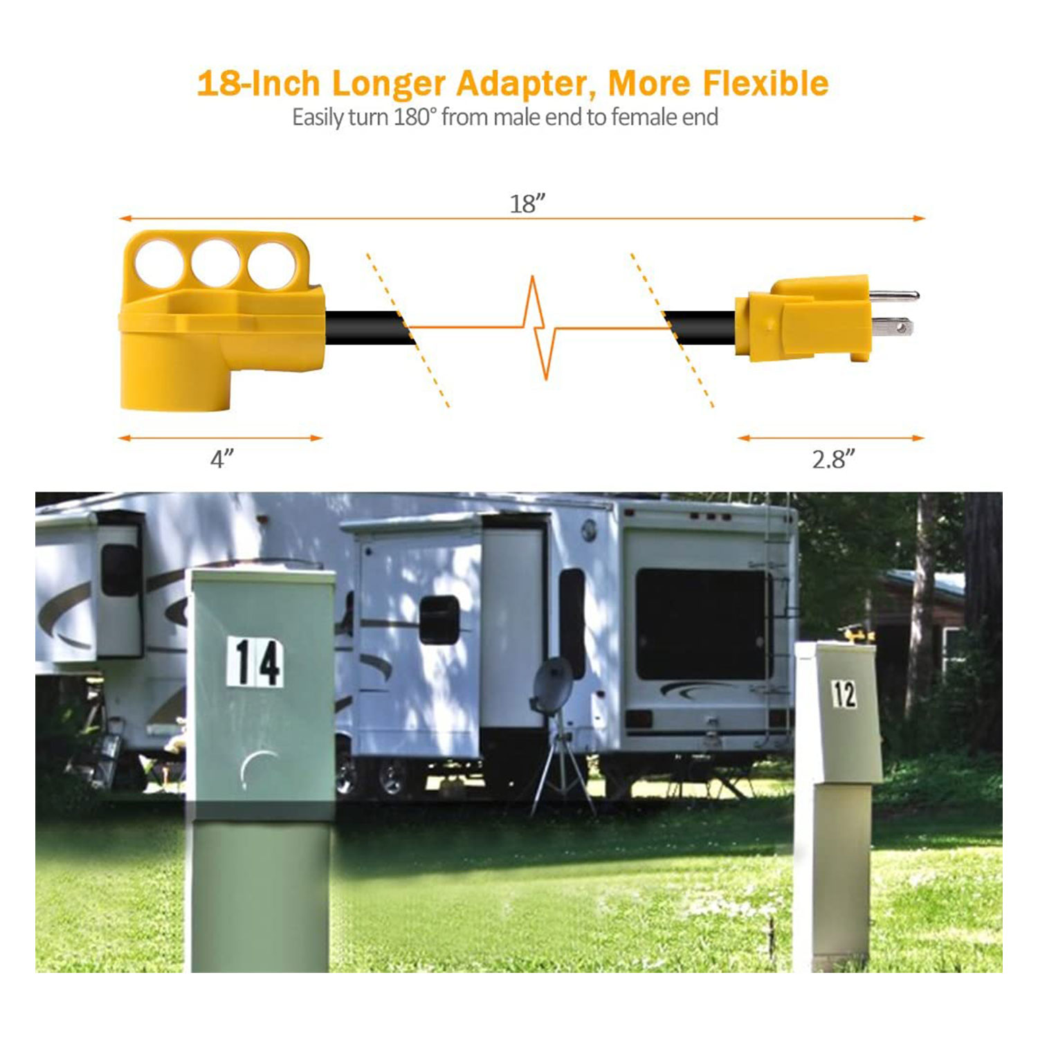 SnowyFox RV 15Amp to 50Amp Adapter - 15Male - 图片 3