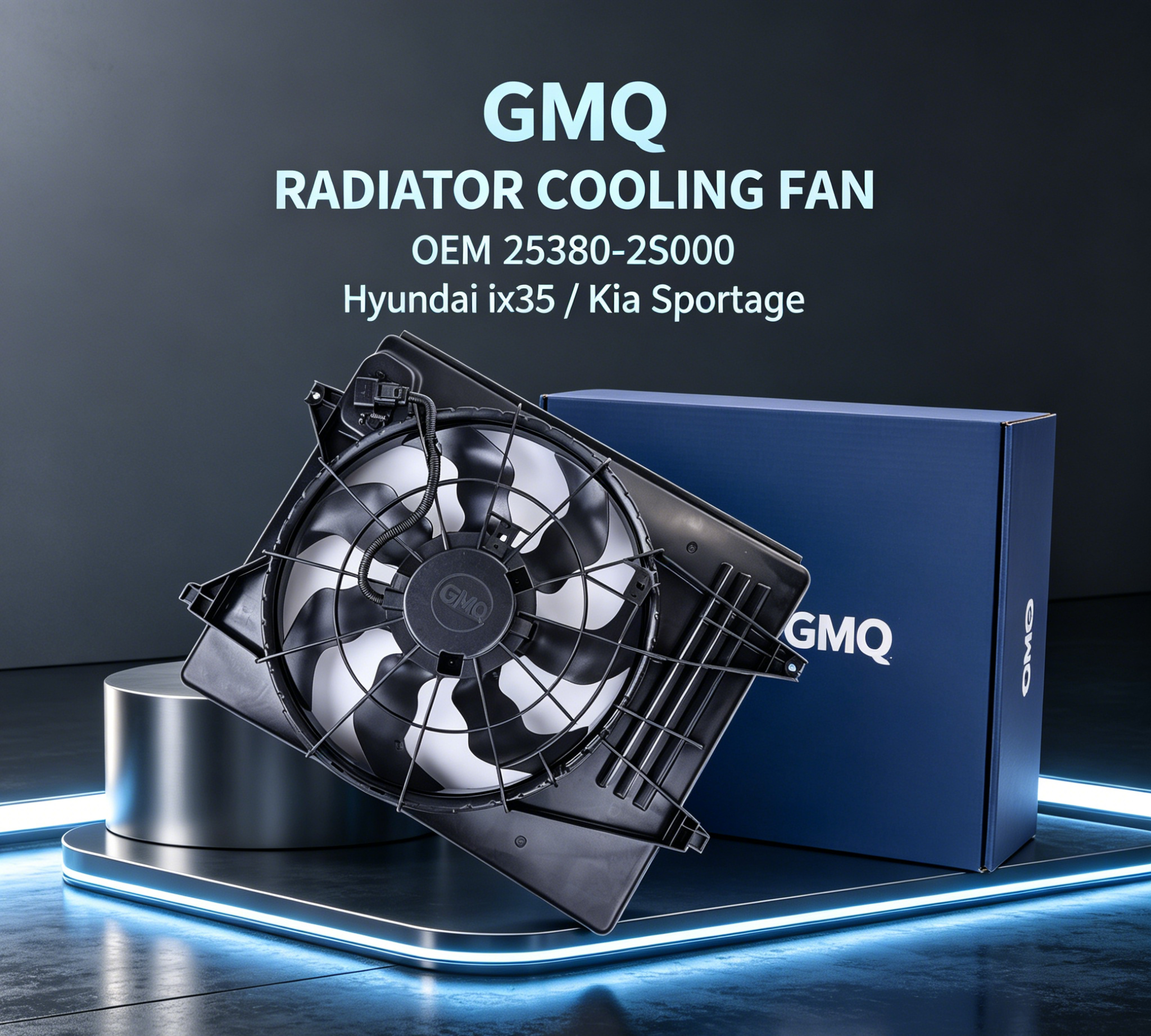 GMQ1683 / Radiator Cooling Fan Assembly for Hyundai Ix35 Tucson LM Kia Sportage SL 2.0L G4KD